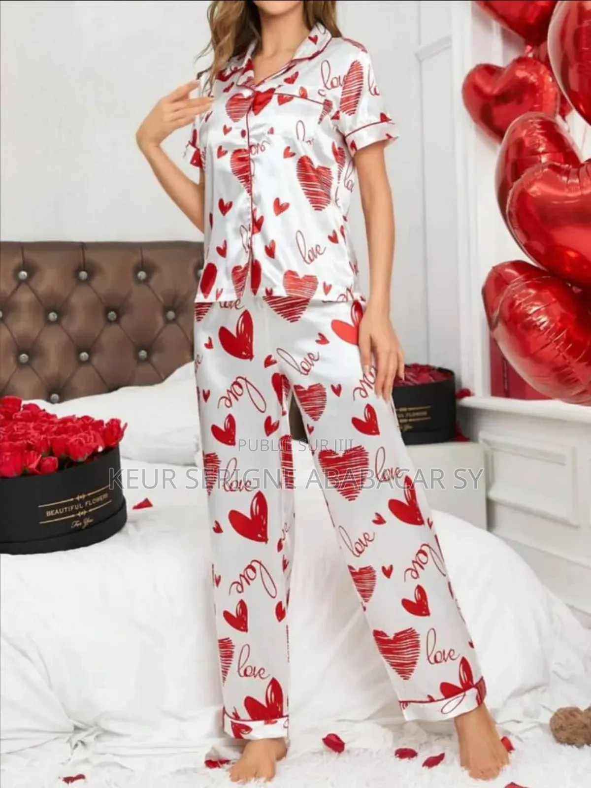 Pyjama Pantalon Modèle Courtes Manches Taille Standard