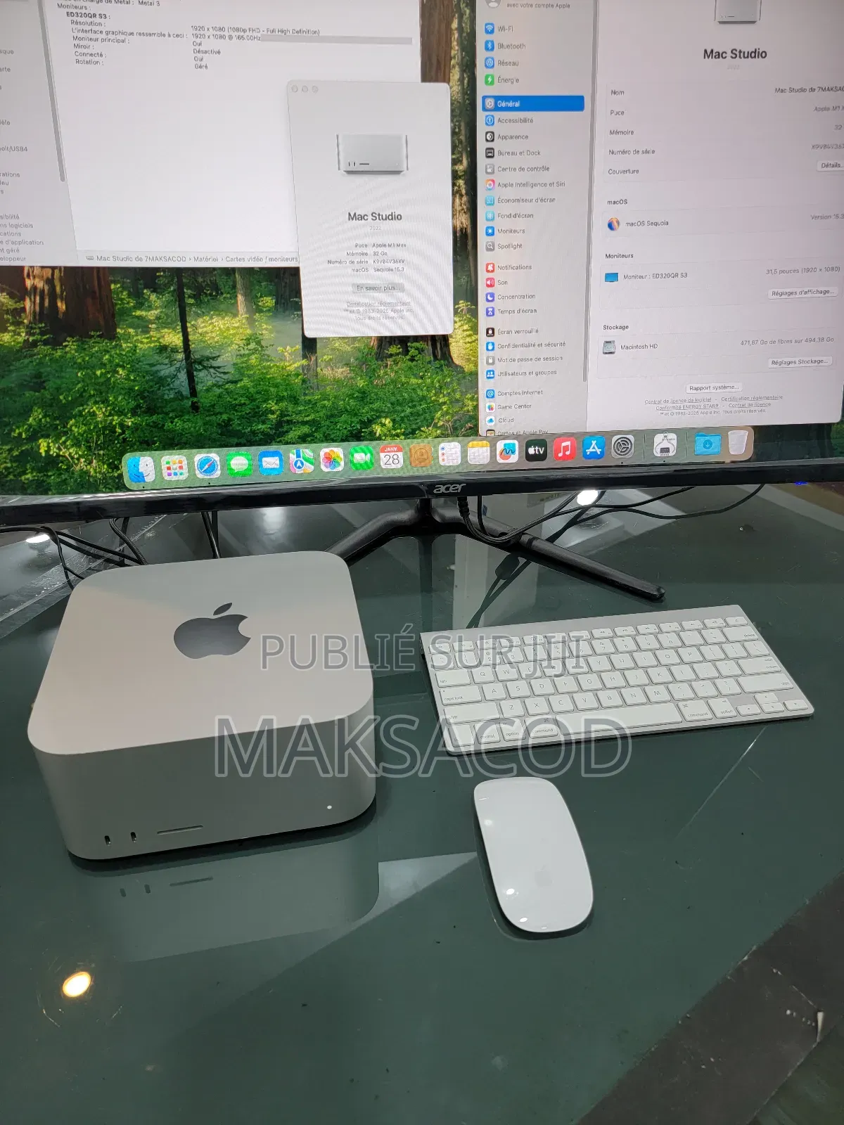 Ordinateur De Bureau Apple Mac Studio 32GB Apple M1 Max SSD 512GB