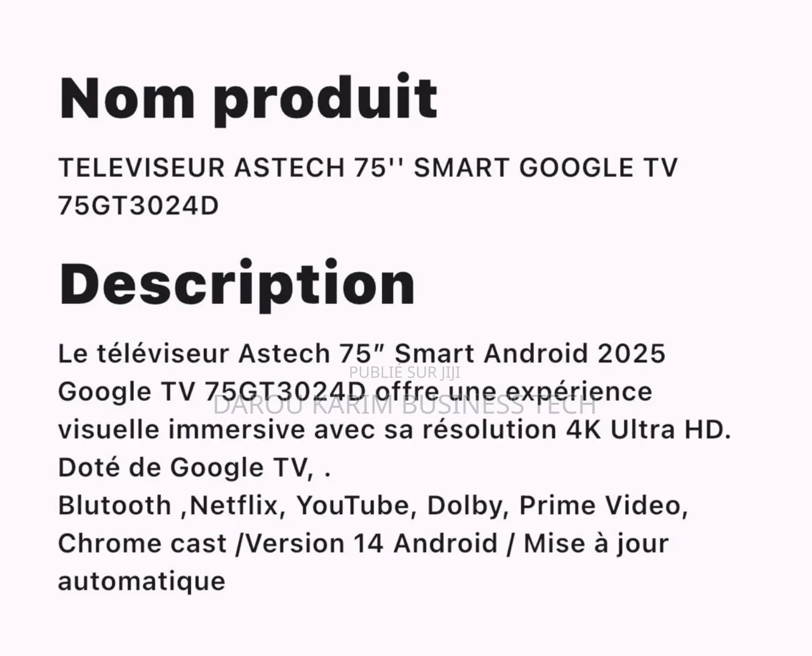 Astech 75' Smart Google TV 