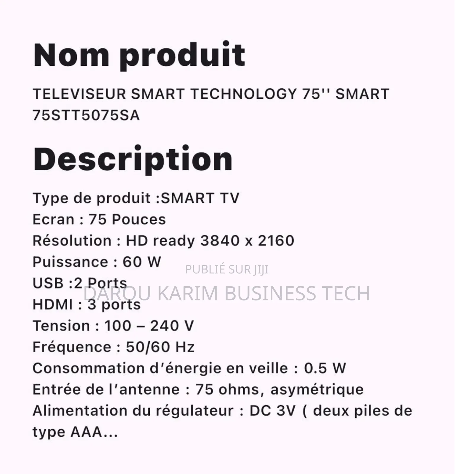 Télévision Smart 75' SMART TECHNOLOGIE