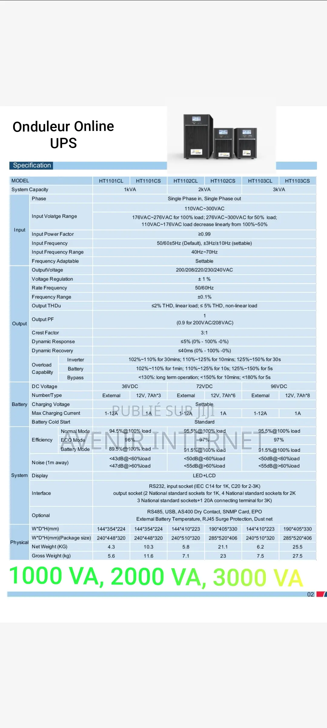 Onduleur Online Ups 1000,2000,3000 Va