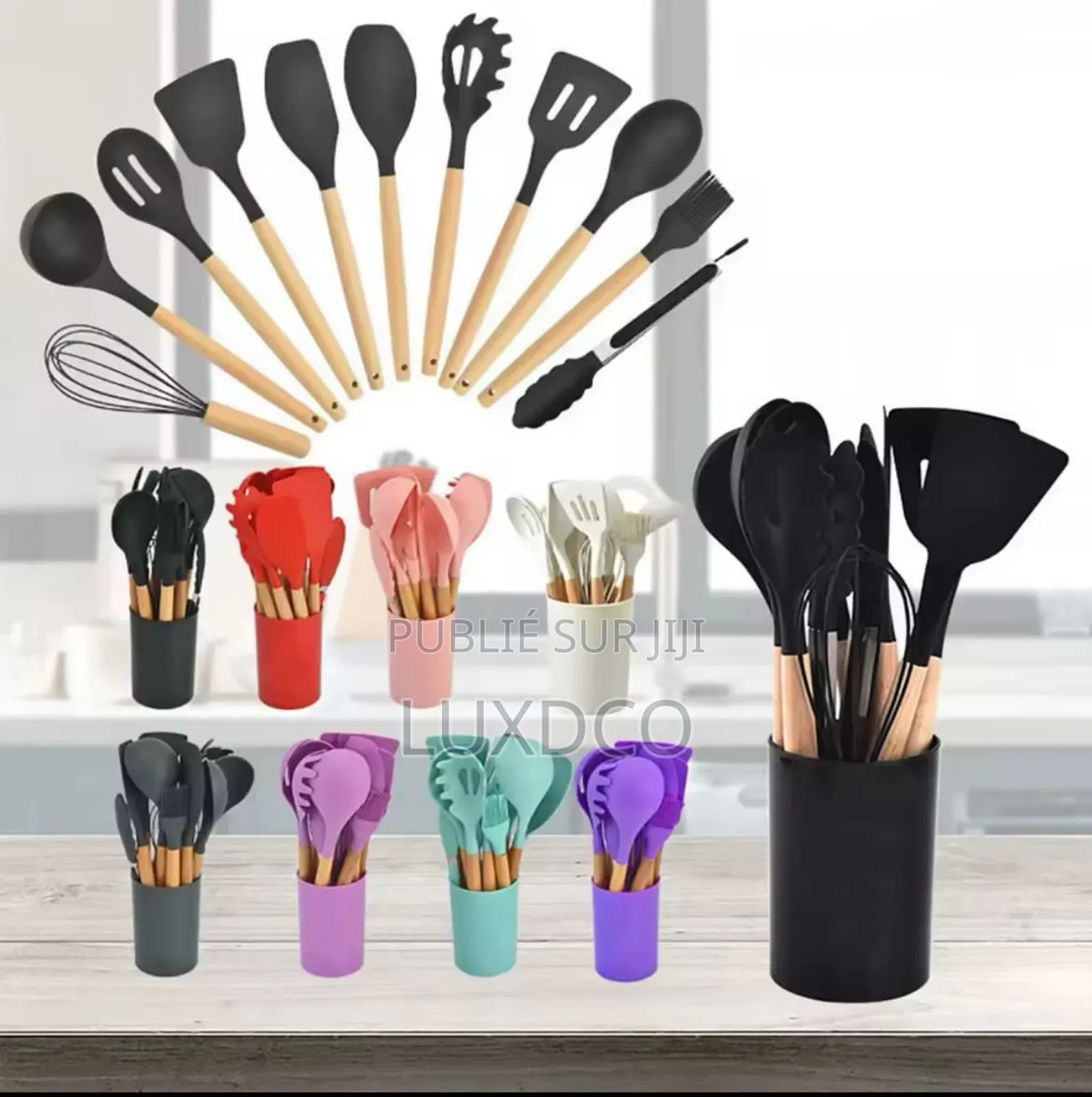 Ensemble d'Ustensiles De Cuisine 12 Pièces en Silicone.