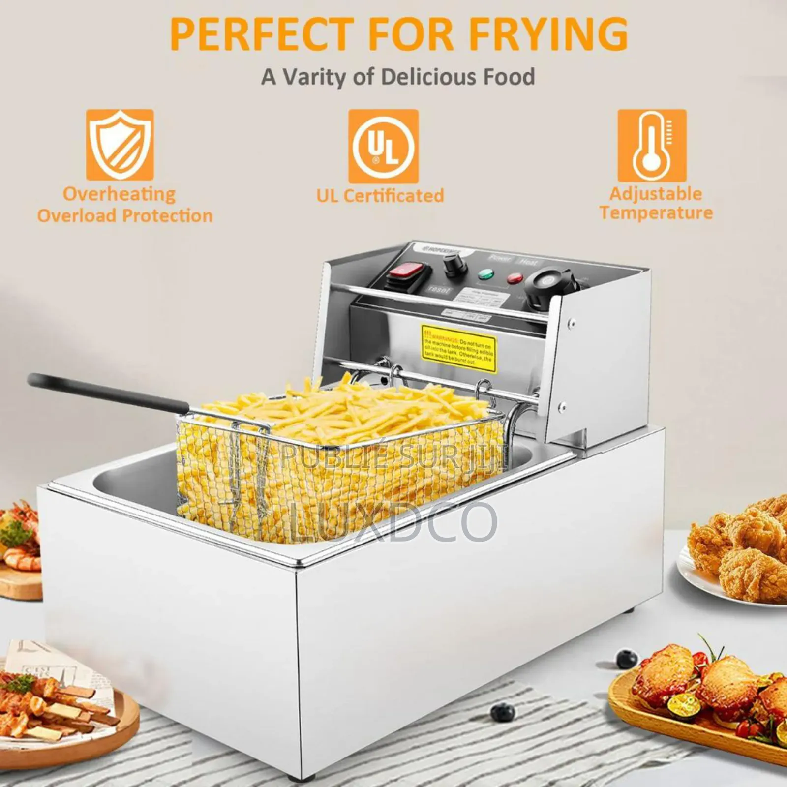 Friteuse Électrique 6L Automatique Acier Inoxydable.