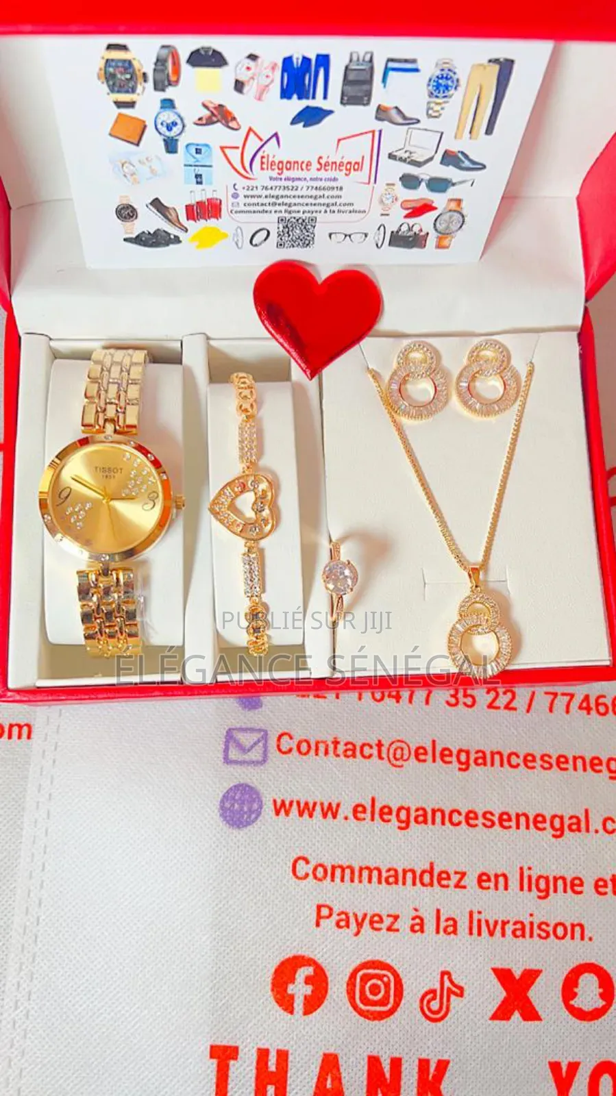 Coffret Cadeau Montre Femme- Collier-Bague-Boucles-Bracelet
