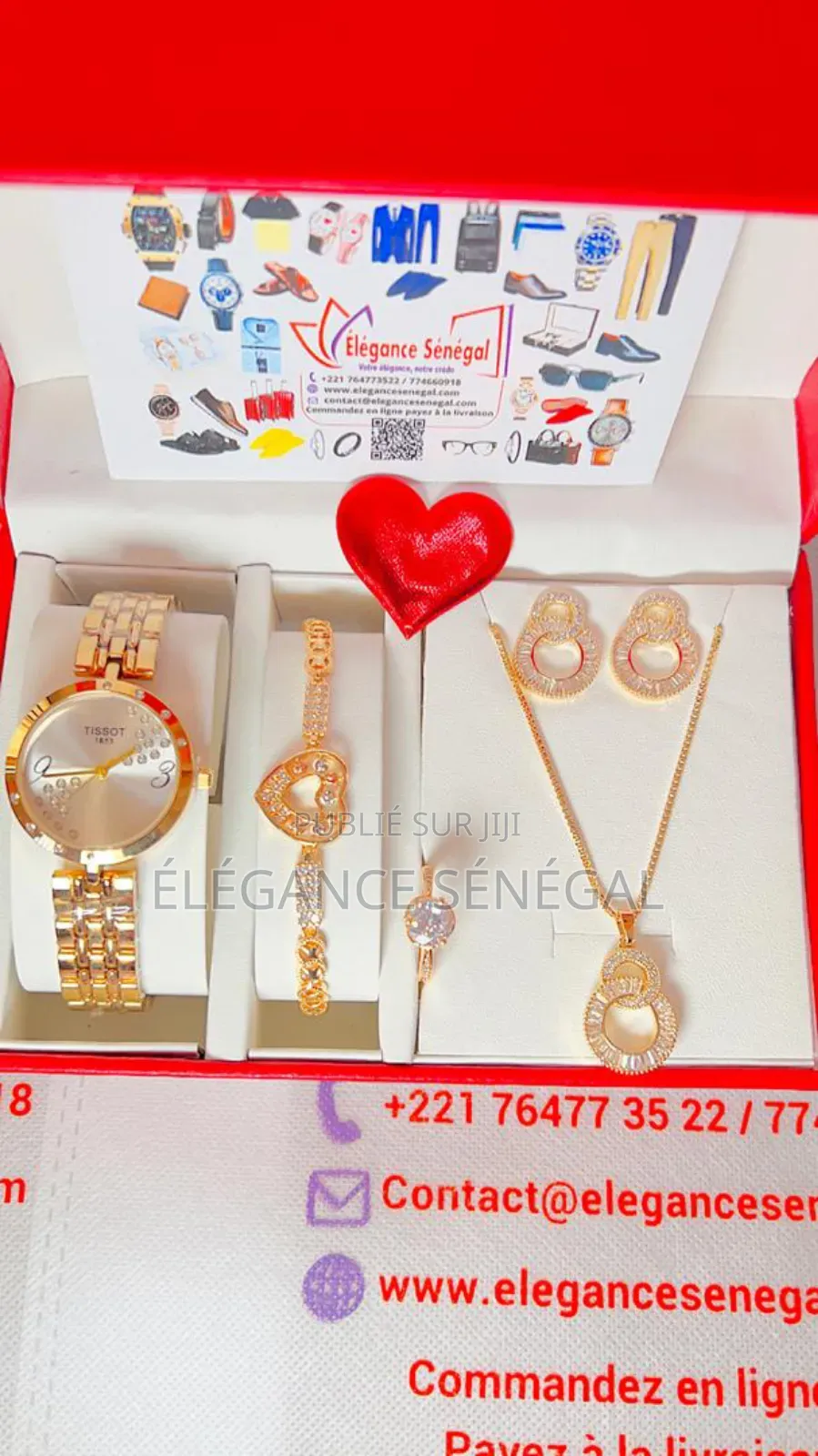 Coffret Cadeau Montre Femme- Collier-Bague-Boucles-Bracelet