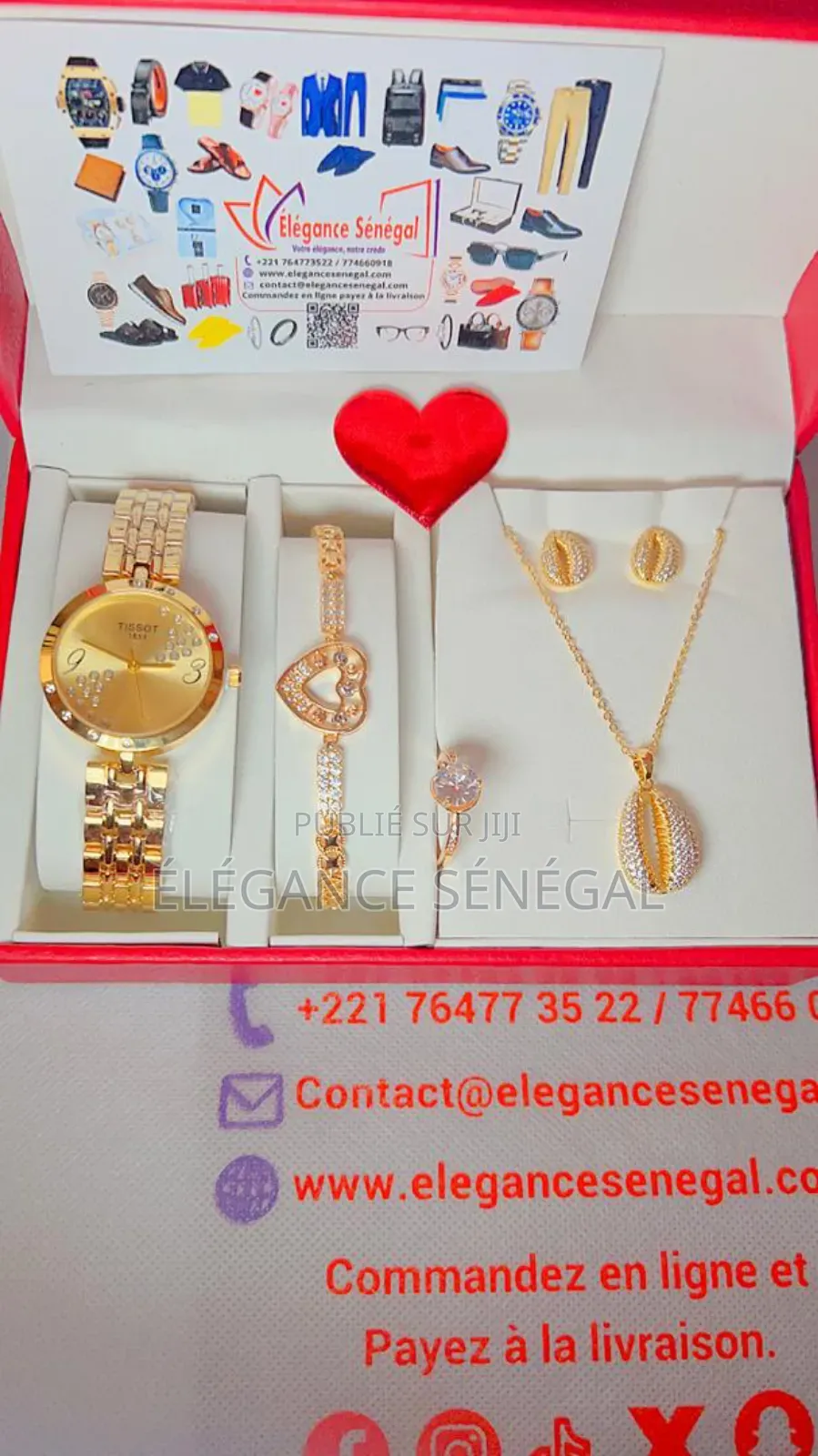 Coffret Cadeau Montre Femme- Collier-Bague-Boucles-Bracelet