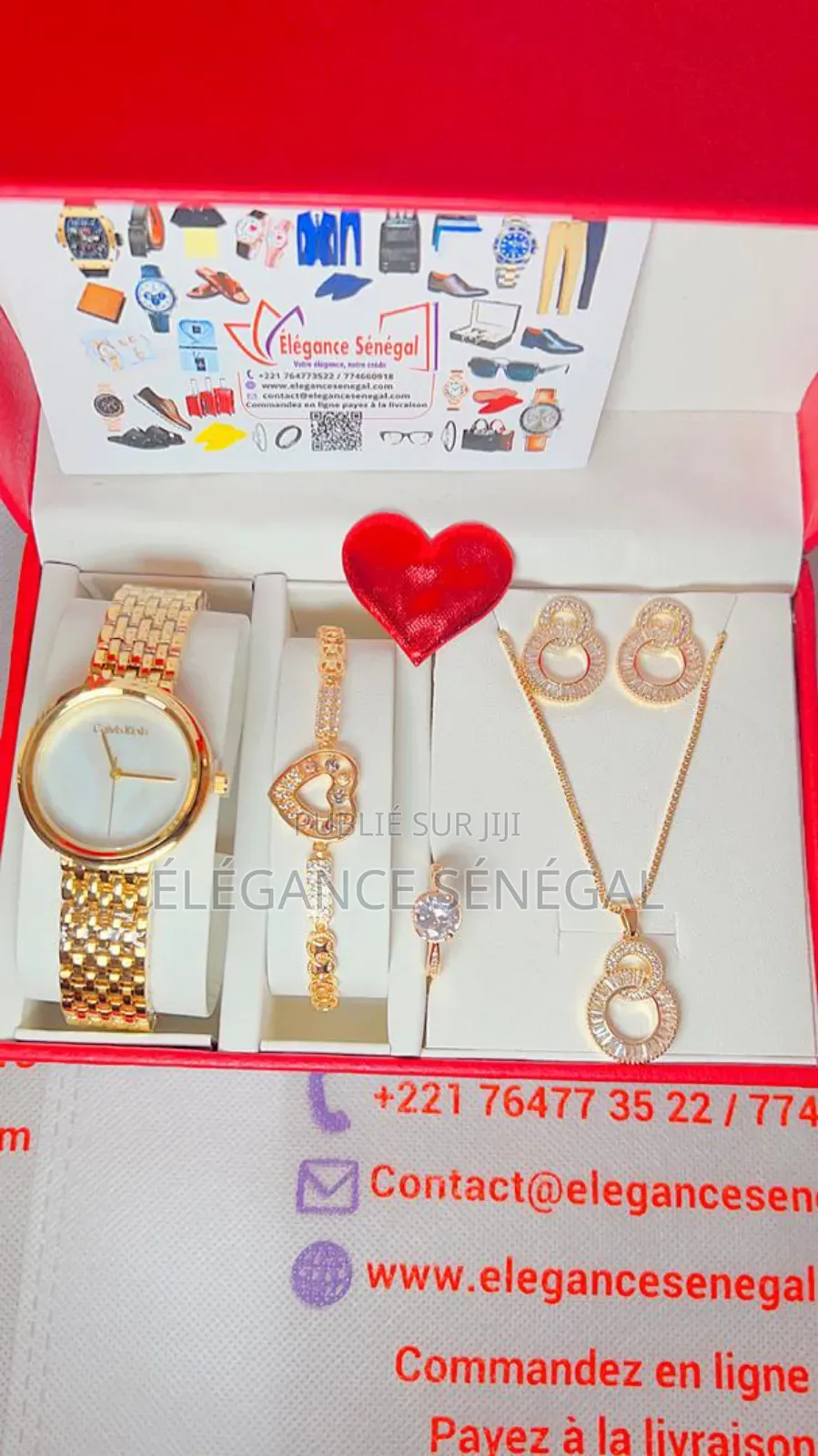 Coffret Cadeau Montre Femme- Collier-Bague-Boucles-Bracelet