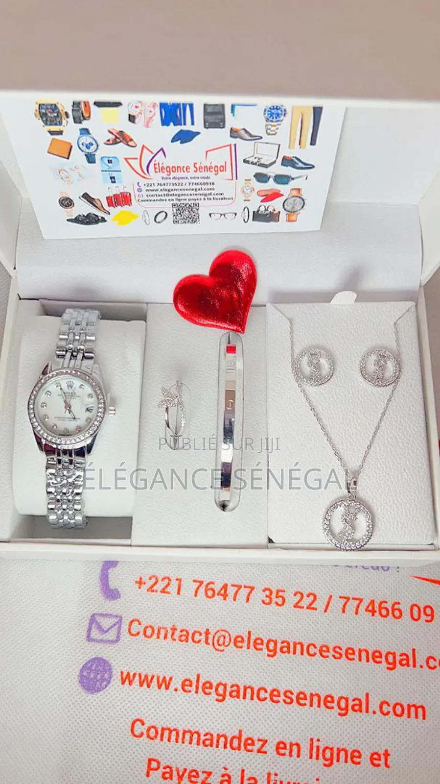 Coffret Cadeau Montre Femme- Collier-Bague-Boucles-Bracelet