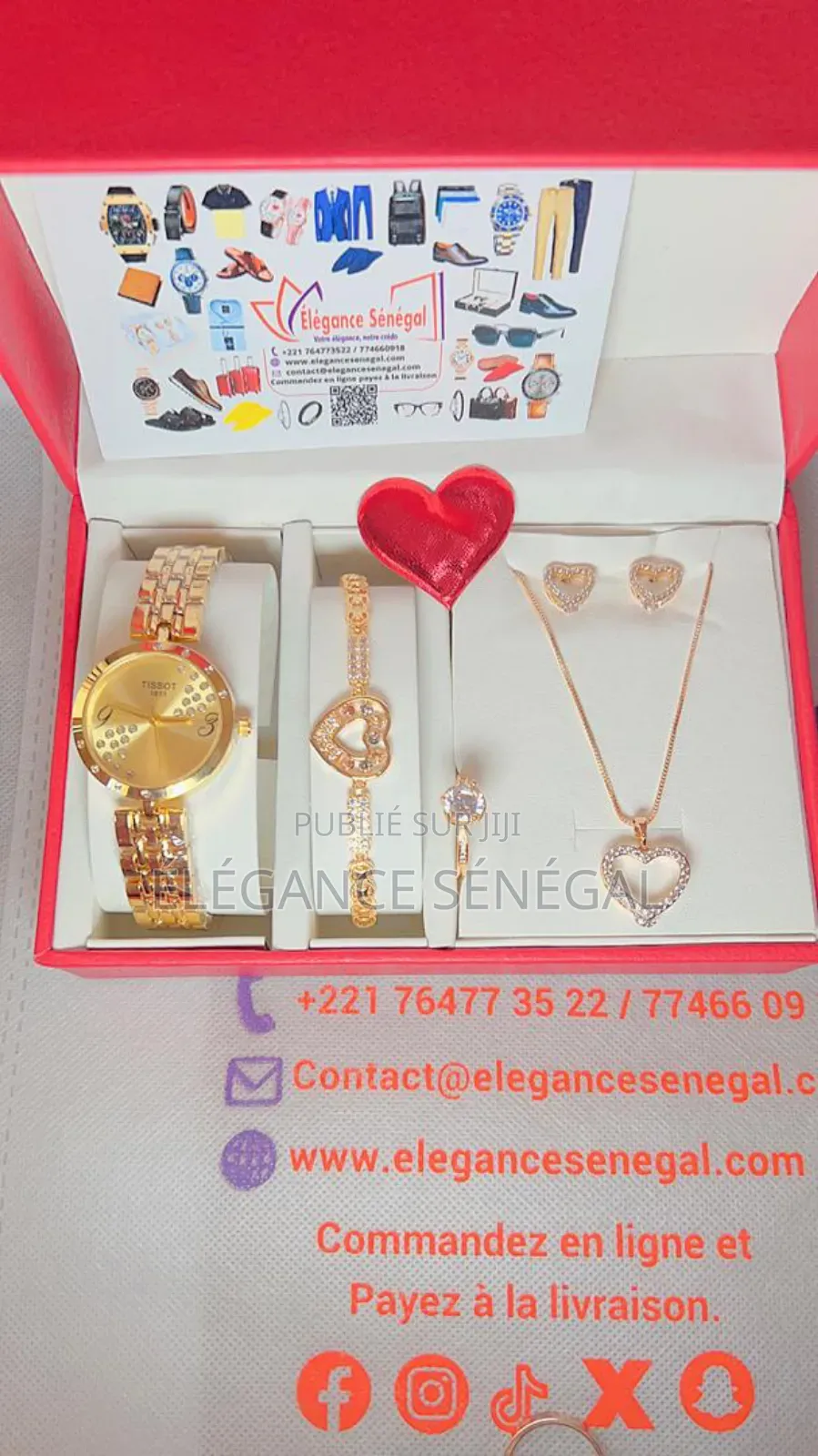 Coffret Cadeau Montre Femme- Collier-Bague-Boucles-Bracelet