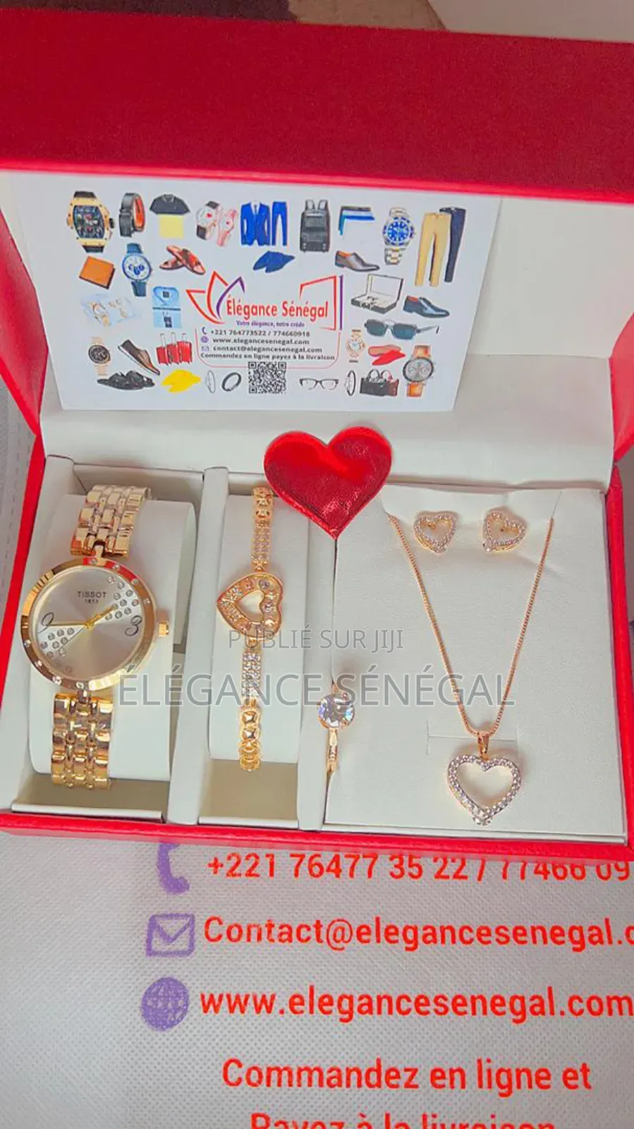 Coffret Cadeau Montre Femme- Collier-Bague-Boucles-Bracelet