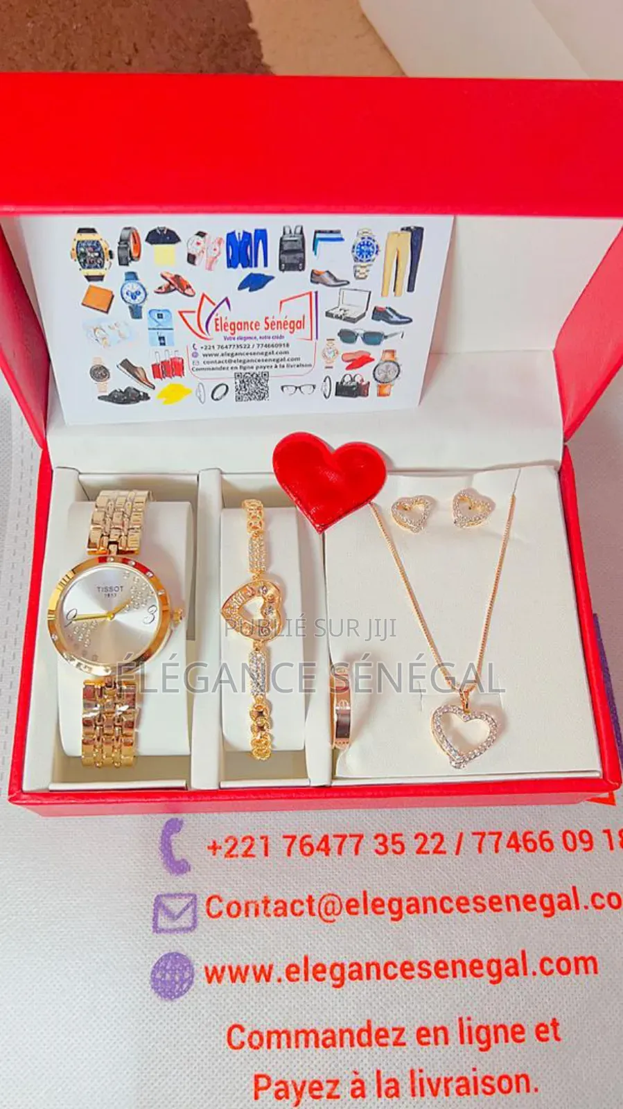 Coffret Cadeau Montre Femme- Collier-Bague-Boucles-Bracelet