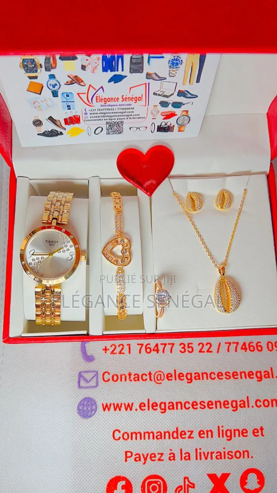 Coffret Cadeau Montre Femme- Collier-Bague-Boucles-Bracelet
