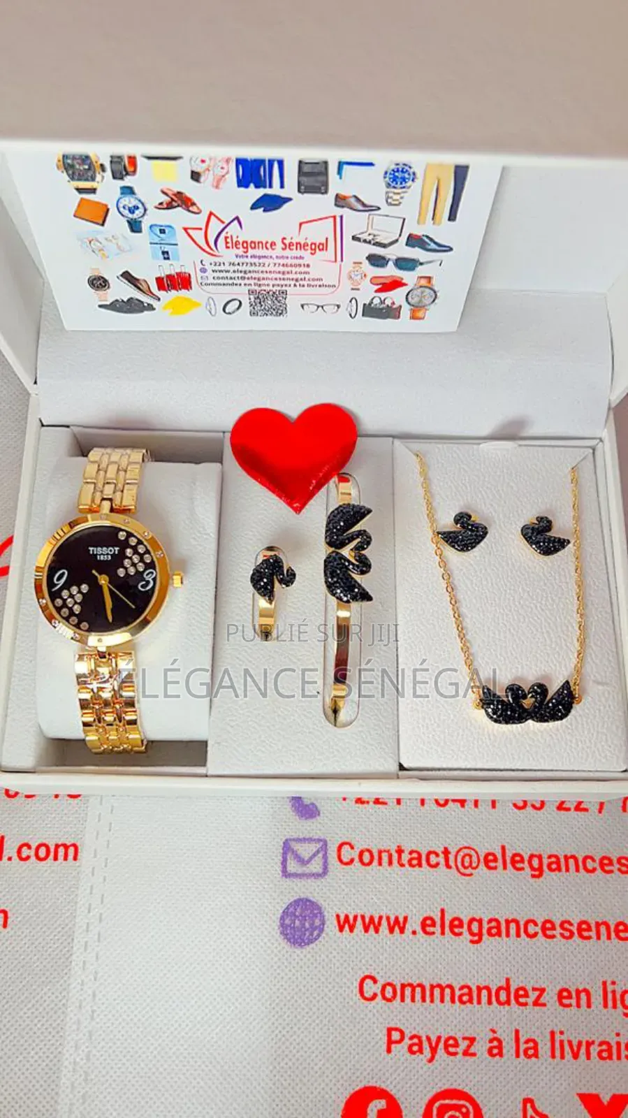 Coffret Cadeau Montre Femme- Collier-Bague-Boucles-Bracelet