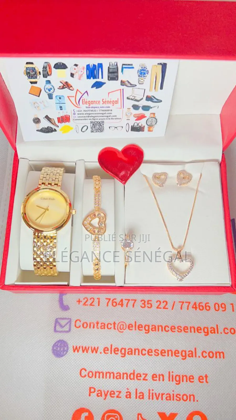 Coffret Cadeau Montre Femme- Collier-Bague-Boucles-Bracelet