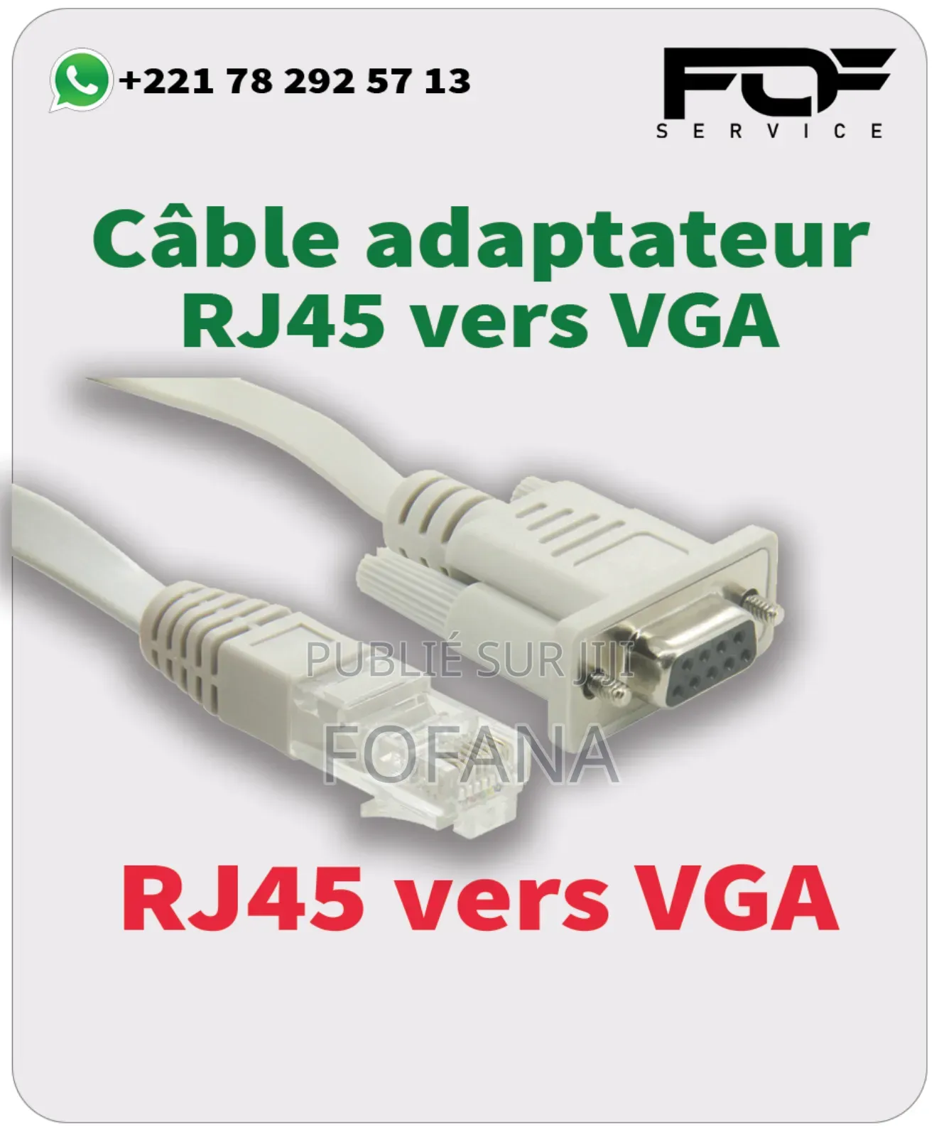 Cable Adaptateur RJ45 Vers VGA