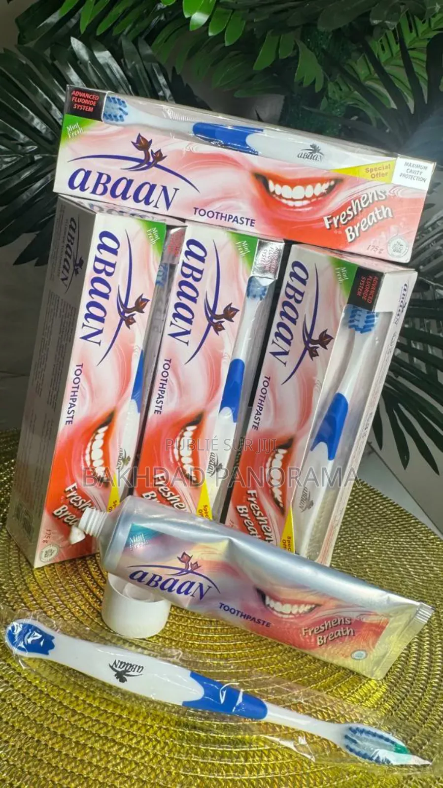 PACK FAMILIALE DE Patte Dentifrice Abaan Avec Brosse a Dent