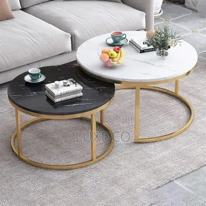 Photo - Table Basse Ronde en Marbre 2 en 1 Pour Salon.