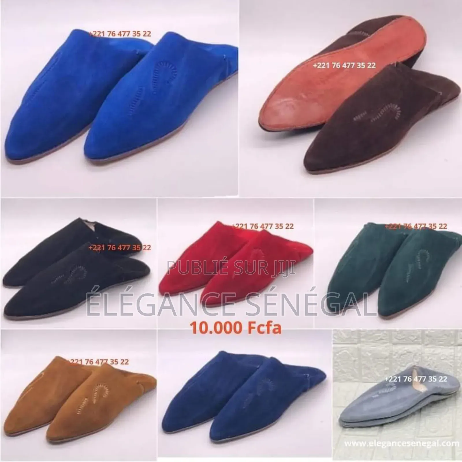 Babouche Marocaine 100%Daim /Cuir Authentique Homme Dakar