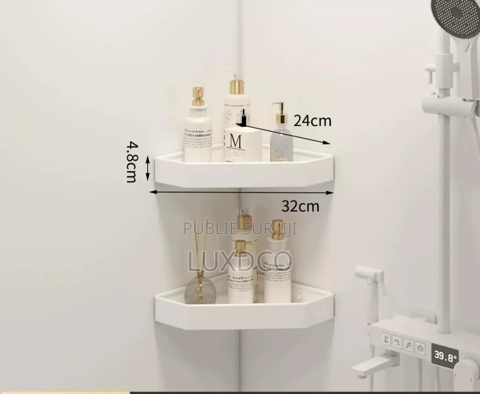 Étagère Coin en Plastique Blanc,Avec Autocollants Adhésif.