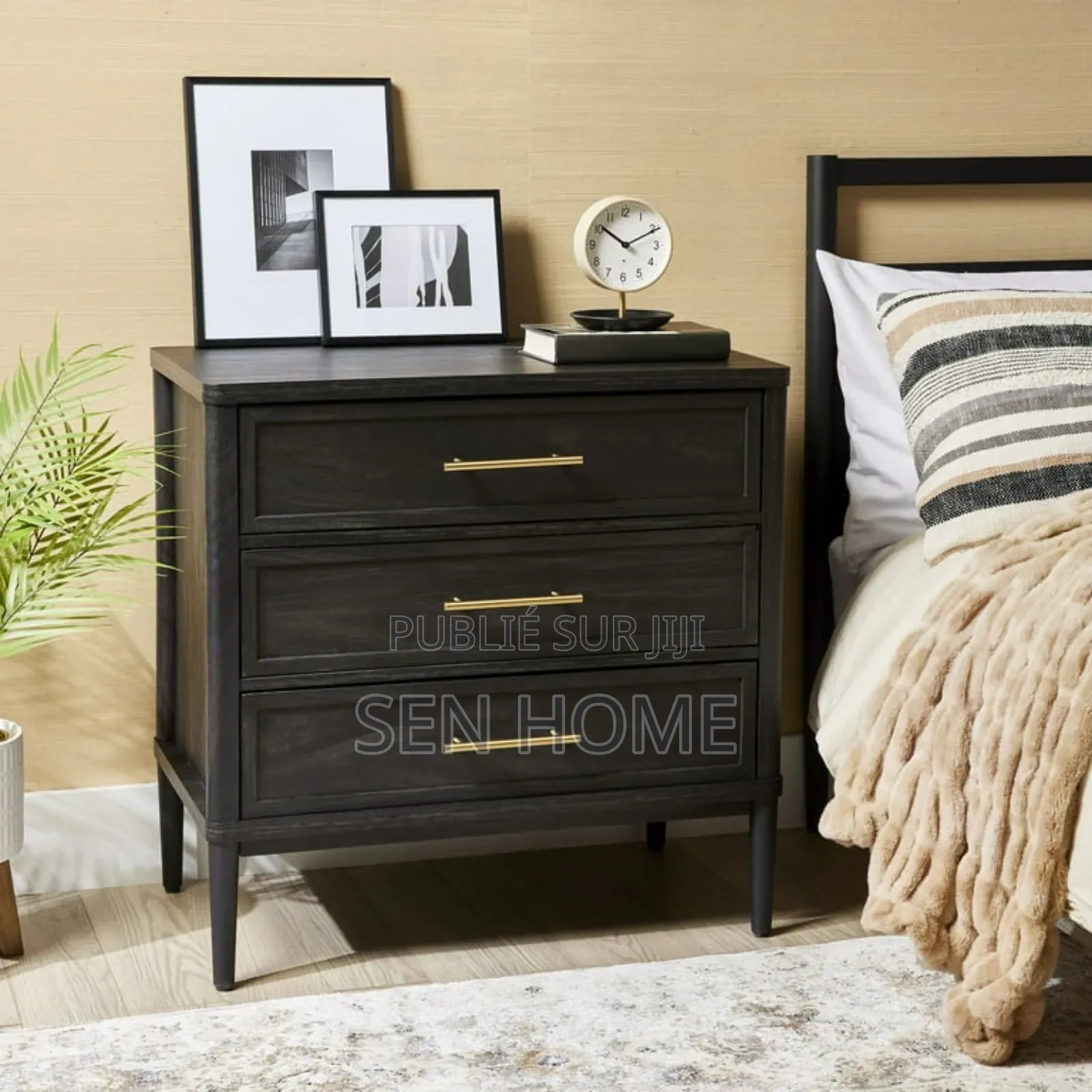 Commode De Chevet À 3 Tiroirs Avec Port Usb