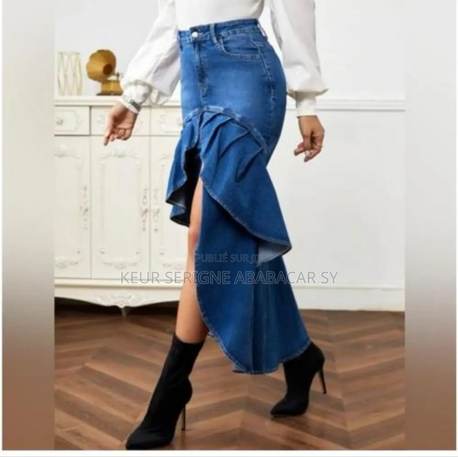 Jupe en Jean Avec Fentes Évasée