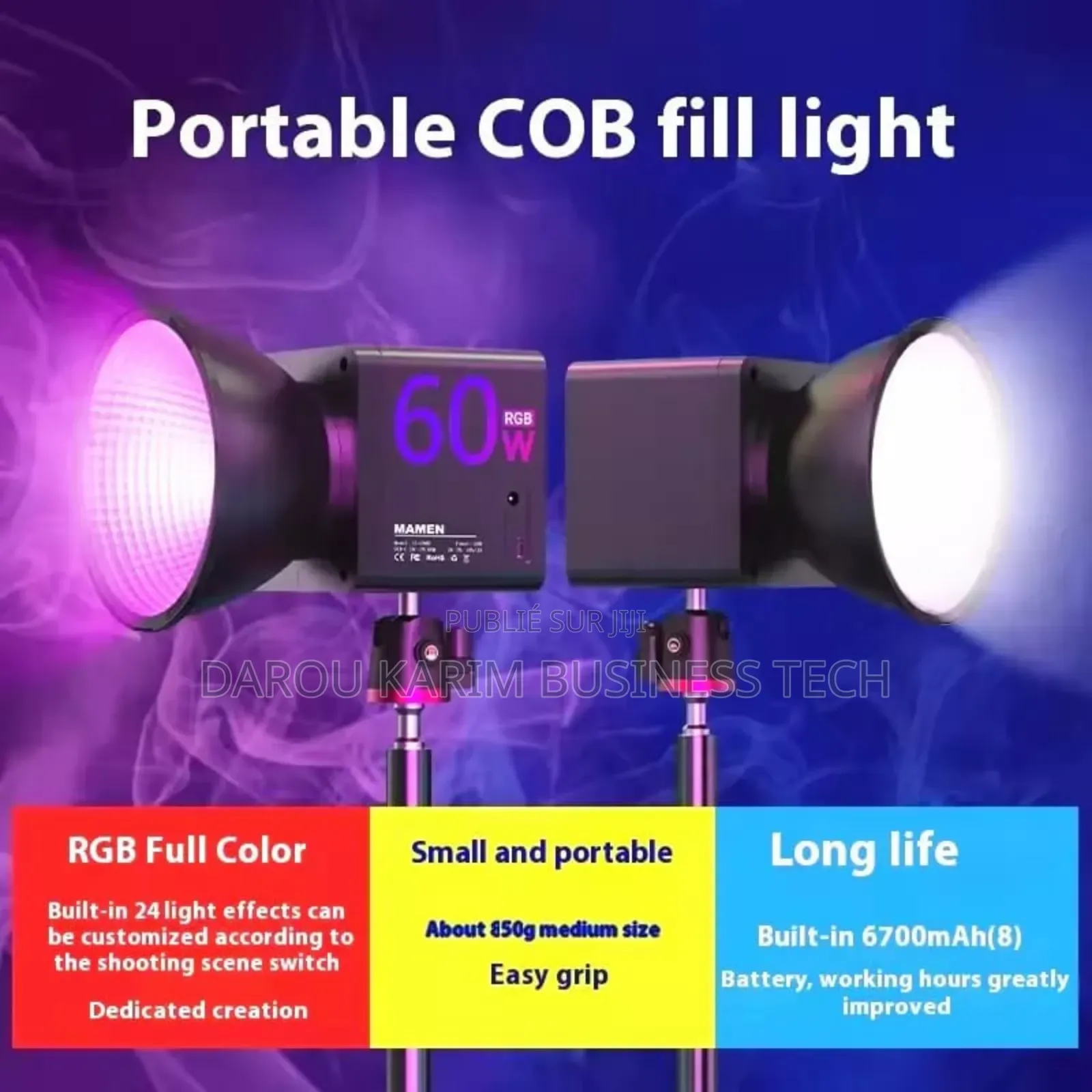Mamen 60w RGB Full Color Portable Led Video