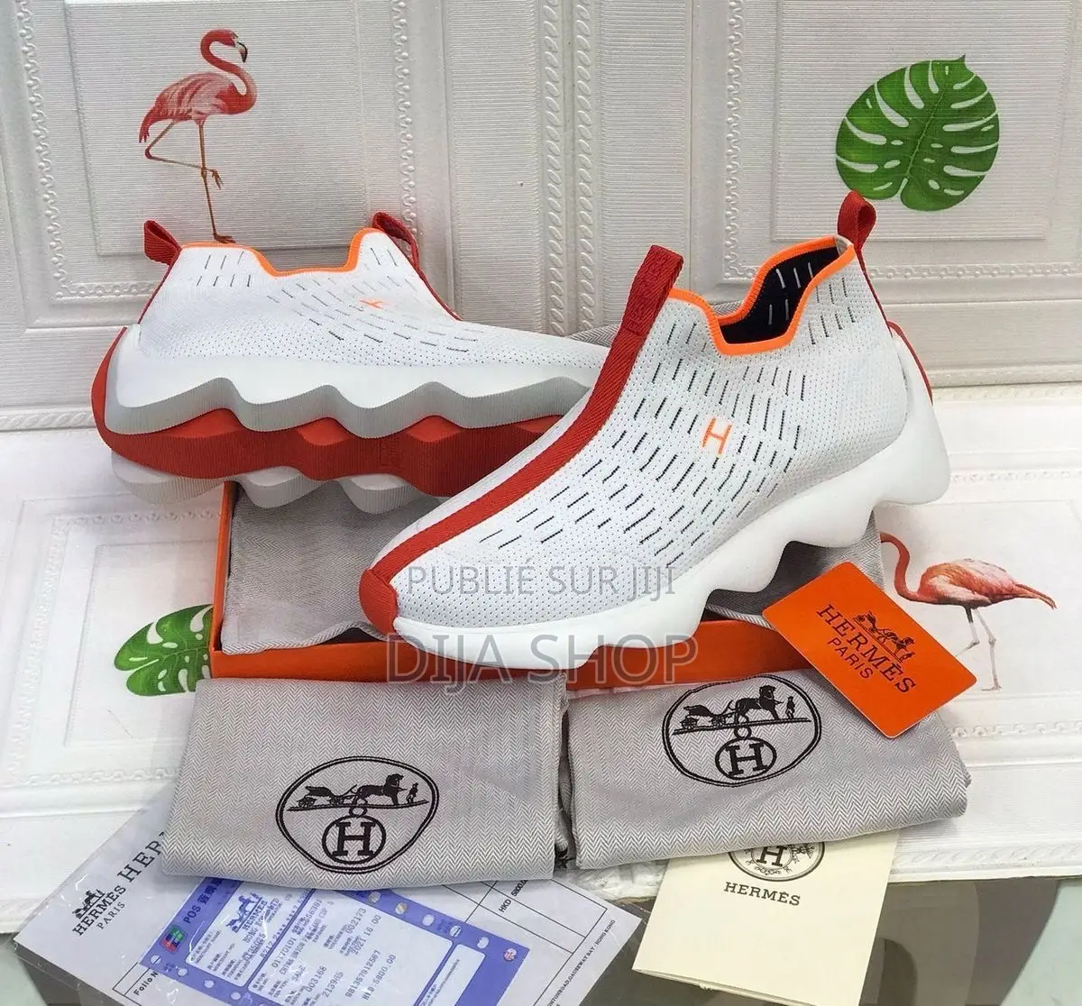 Hermes Blanc/Orange Pointures Disponibles 40 41 42 43 44 45