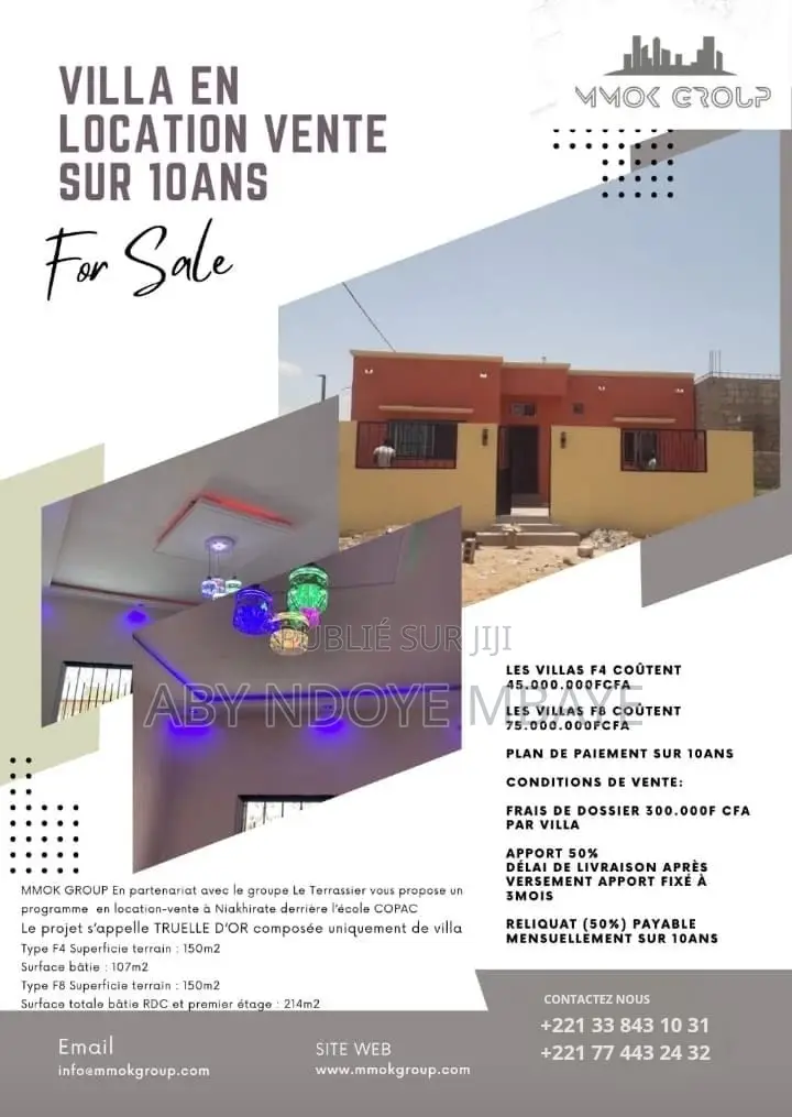 3chbre Villa dans Ndiakhirate En, Sangalkam à Vendre