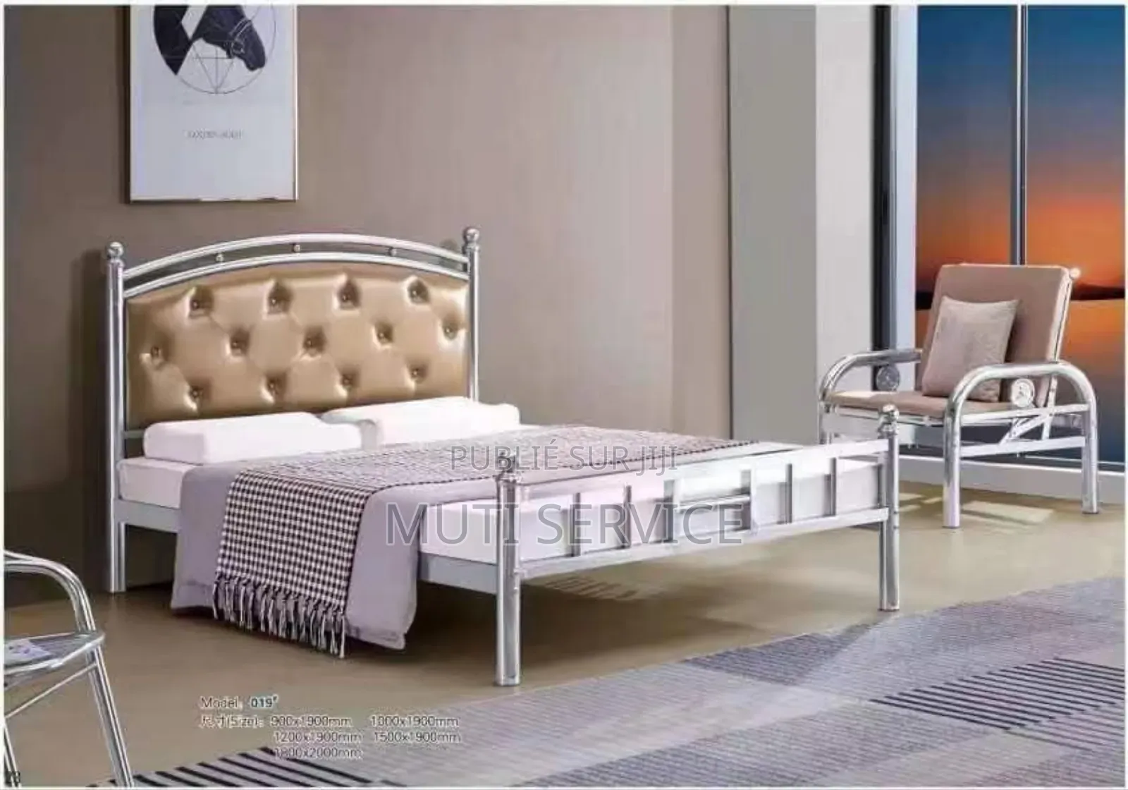 Double Lit Capitonné en Inox