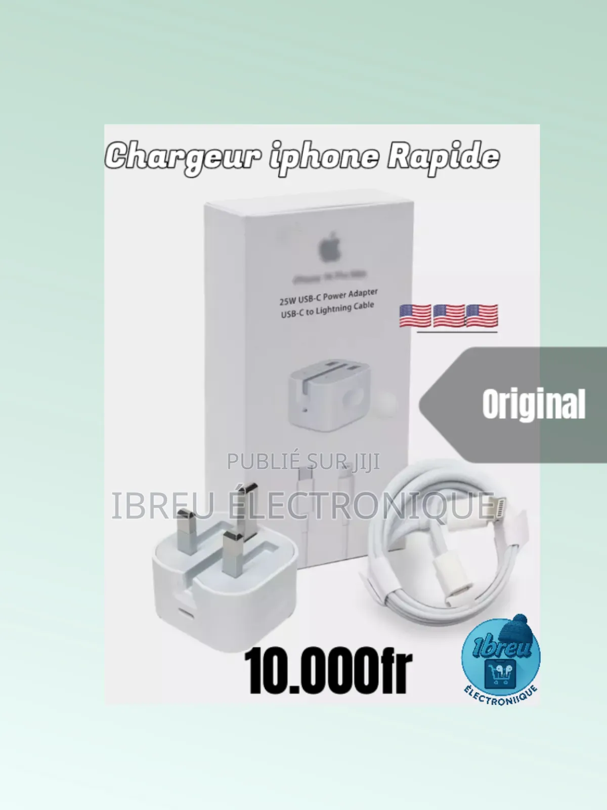 Chargeur iPhone Complet Original Prise Uk