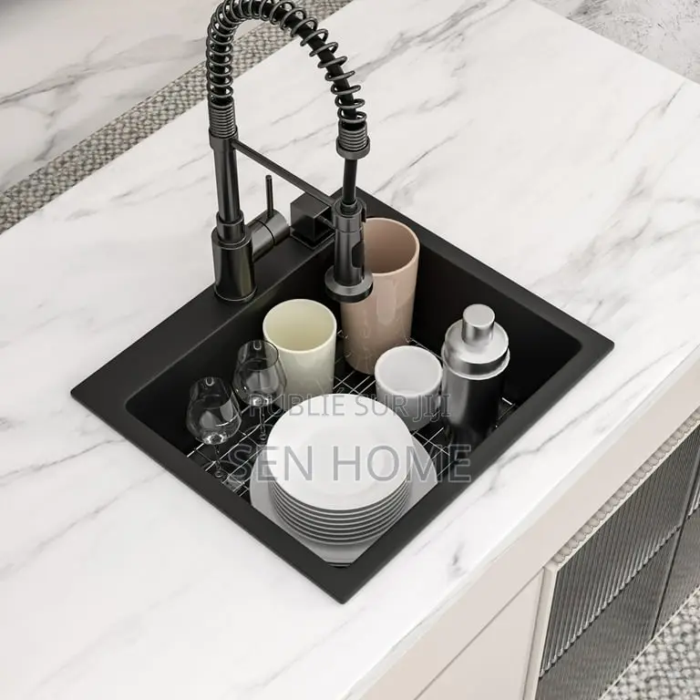 Évier De Cuisine Encastrable Noir Lordear, 25 Pouce
