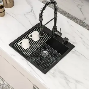 Évier De Cuisine Encastrable Noir Lordear, 25 Pouce