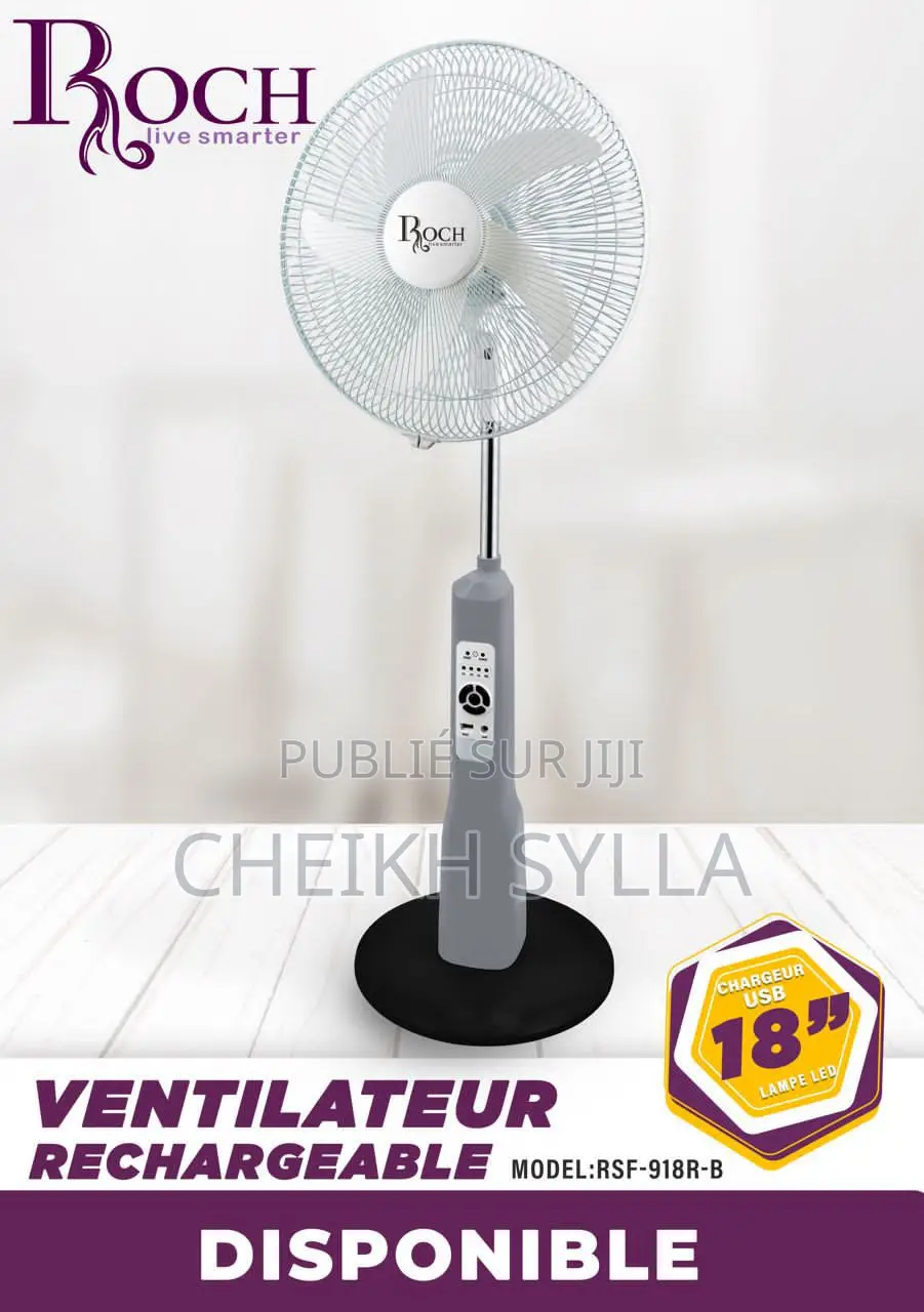 Ventilateur Rechargeable Roch 18" Avec Télécommande
