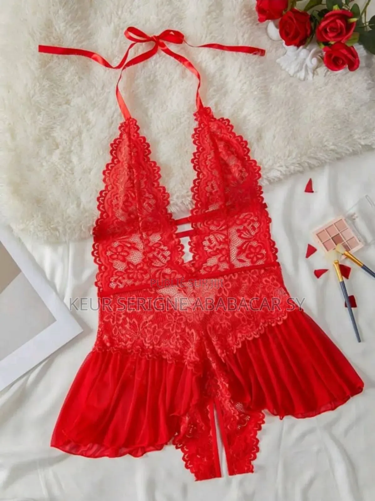 Combinaison en Dentelle Sexy Avec Fente en Bas