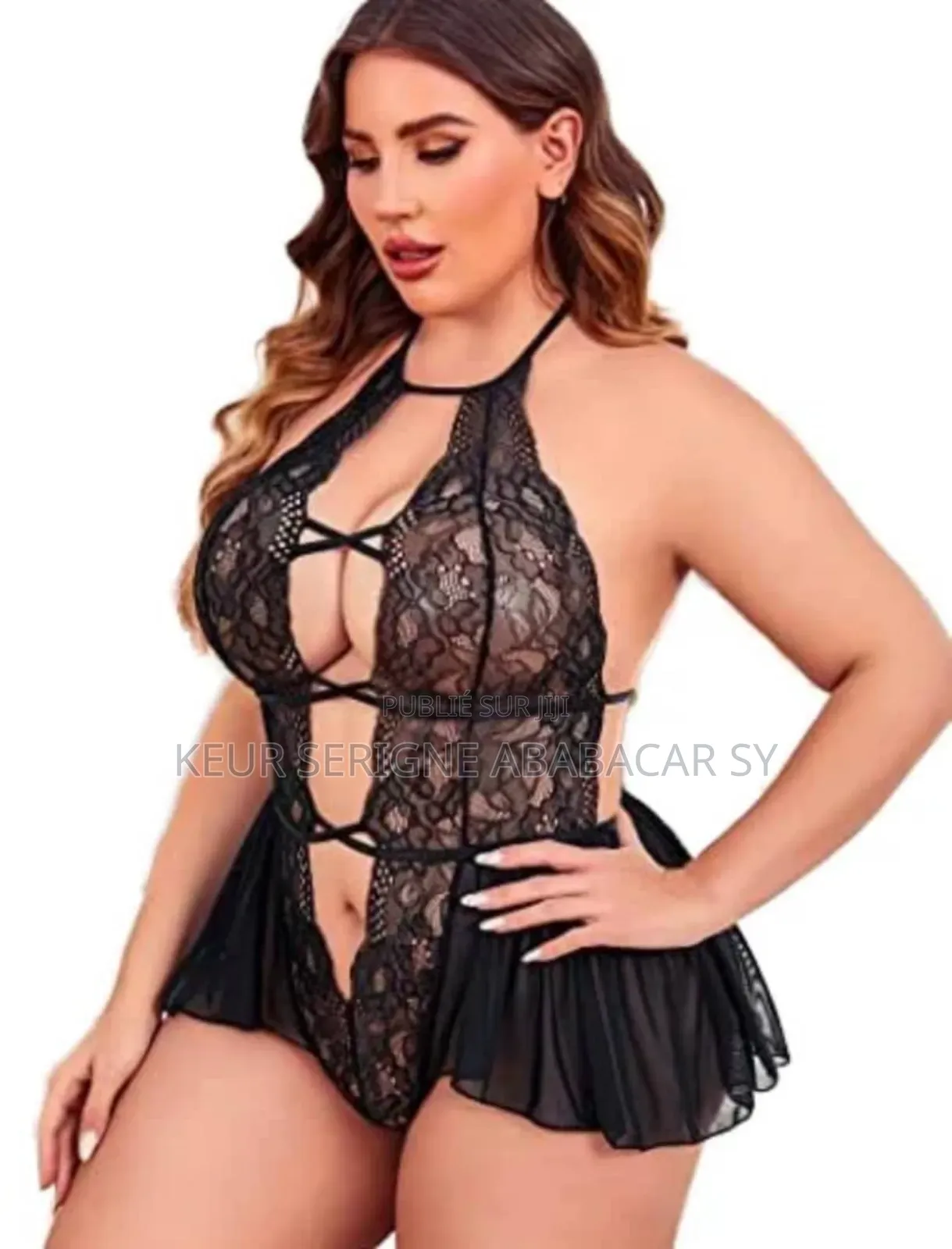 Combinaison en Dentelle Sexy Avec Fente en Bas