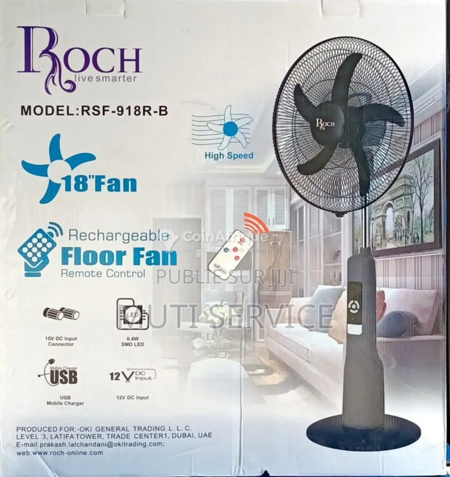 Ventilateur Rechargeable Roch 18 Pouces