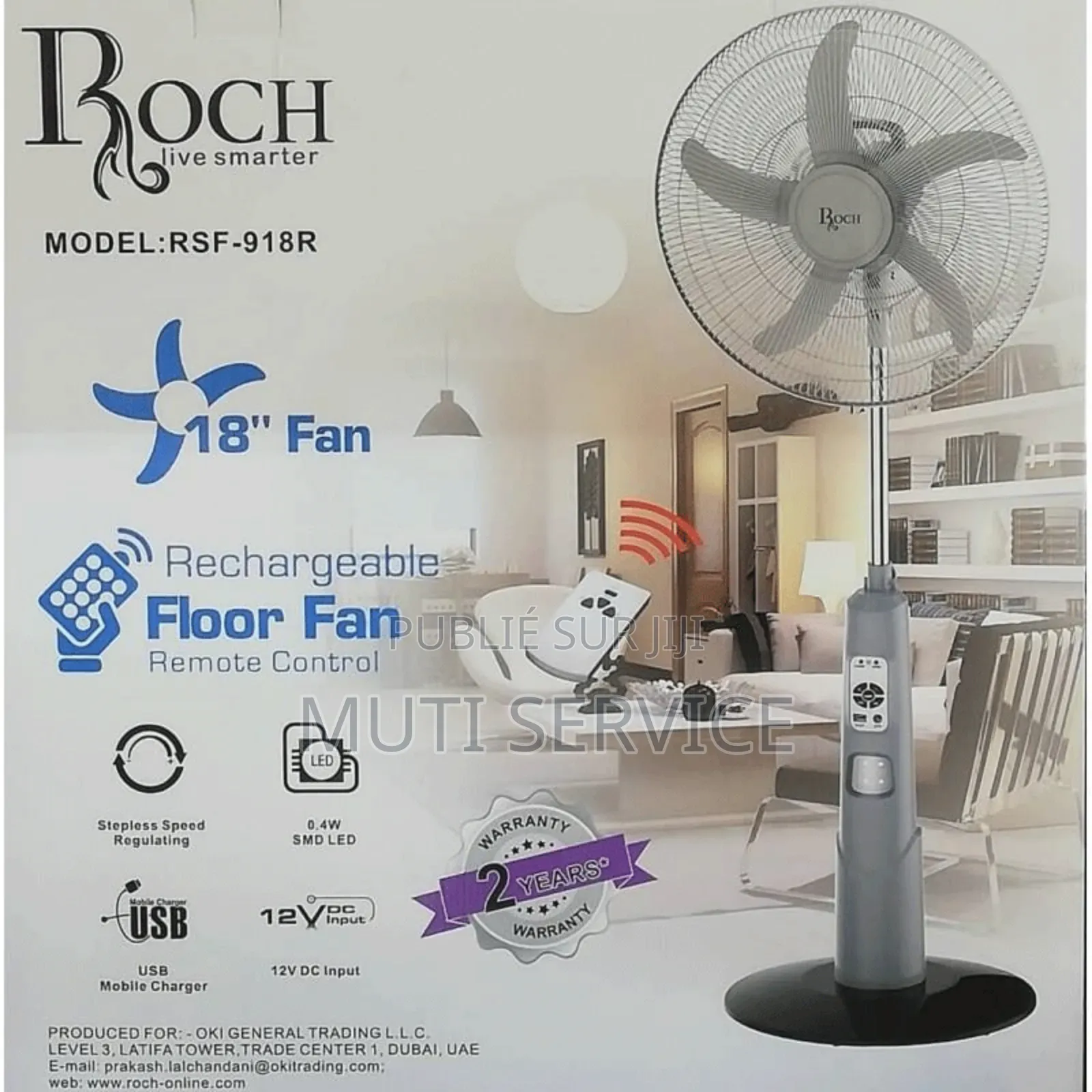 Ventilateur Rechargeable Roch 18 Pouces