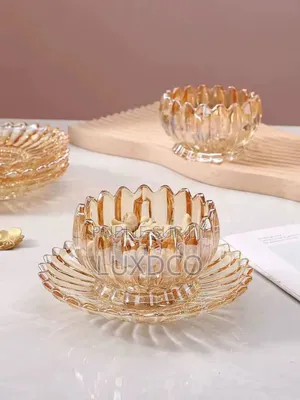 Ensemble Bol Saladier 12 Pièces en Verre Transparent Et Doré