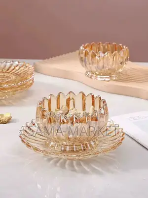 Ensemble Bol Saladier 12 Pièces en Verre Transparent Et Doré