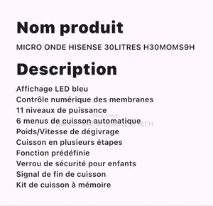 Micro Onde Hisense 30litres