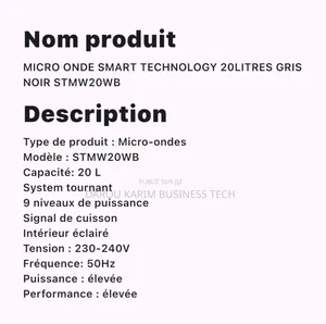 Micro Onde Smart Technologie 20 Litres