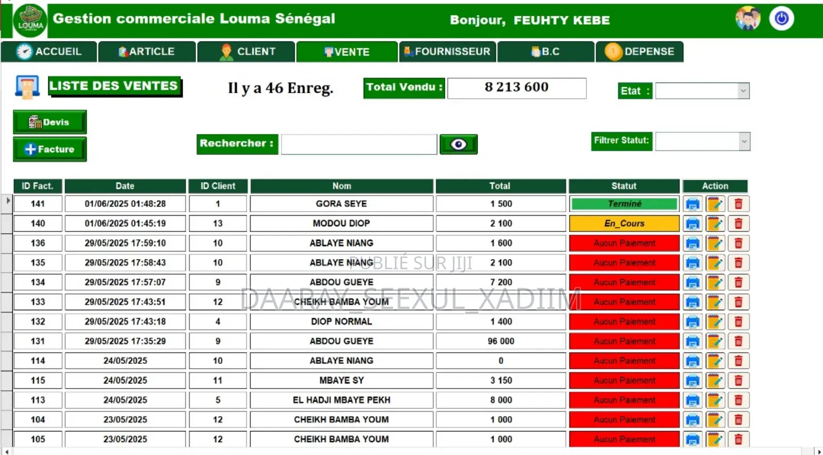 Application Gestion Commerciale