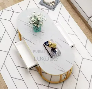 Table Basse Ovale Avec Tiroirs Pour Salon, Chambre Et Salle.