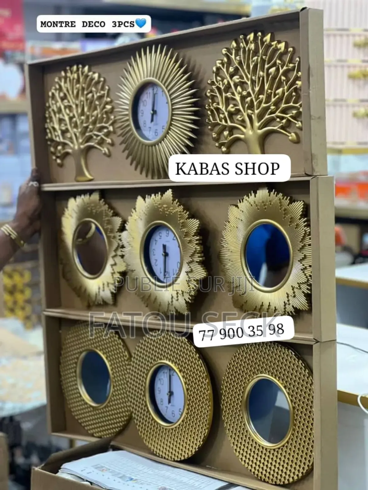 Déco Montre Miroir 3 Pièces