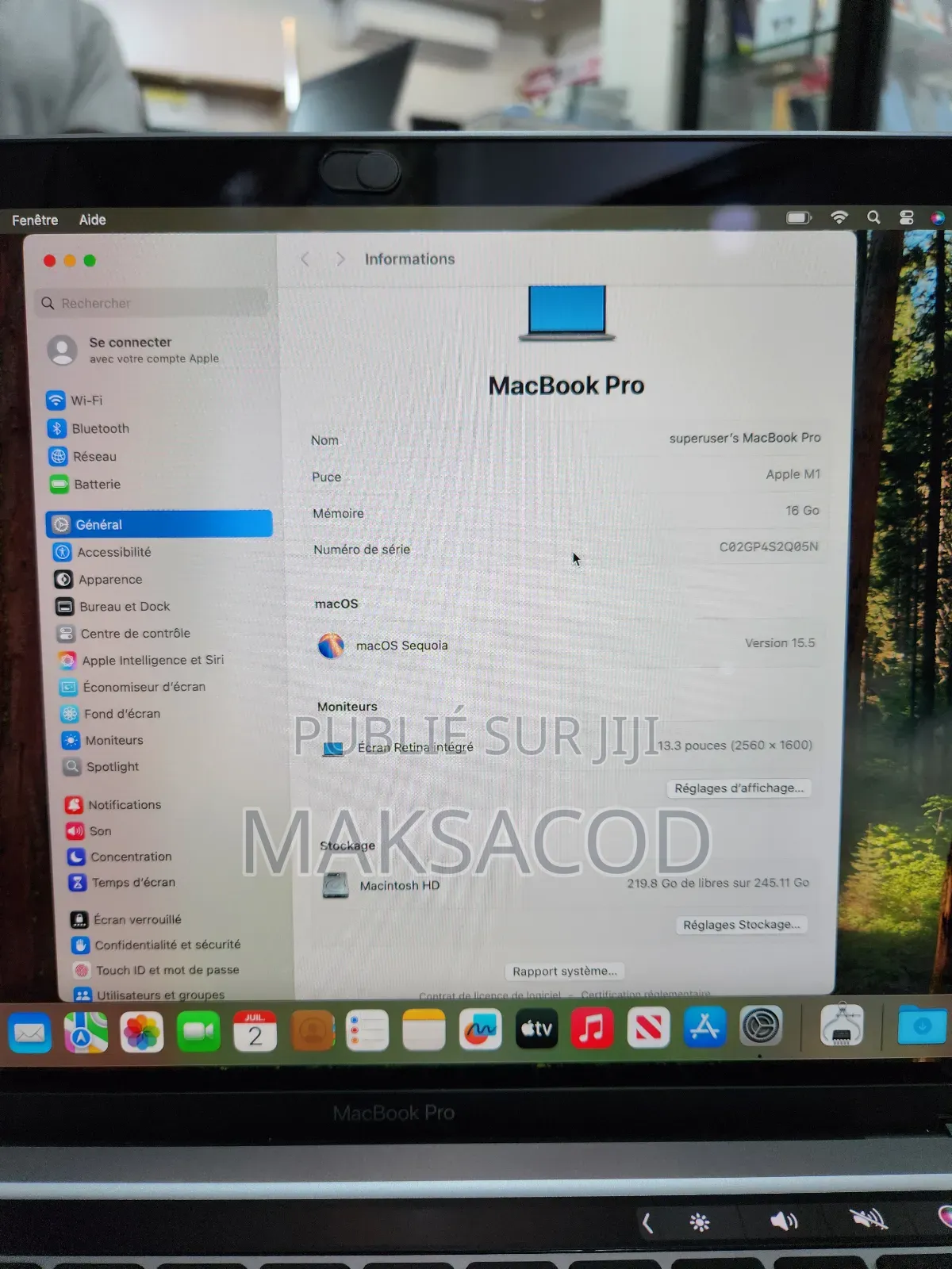 Ordinateur Portable Pomme MacBook Pro M1 16GB Apple M1 SSD 256GB