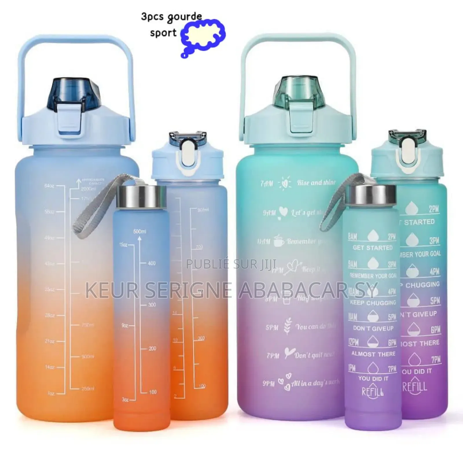 Ensemble De 3 Gourdes De Sport Motivantes