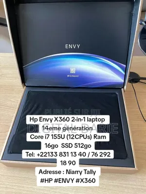 New Ordinateur Portable HP Envy X360 16GB Intel Core I7 SSD 512GB