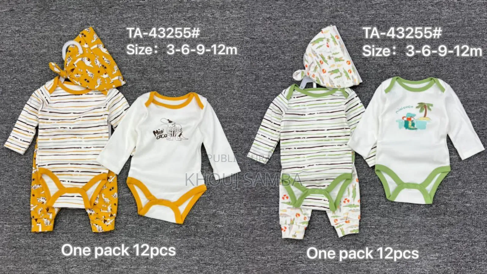 Ensemble 4 PCS 2 Bodys Pantalons Bonnet