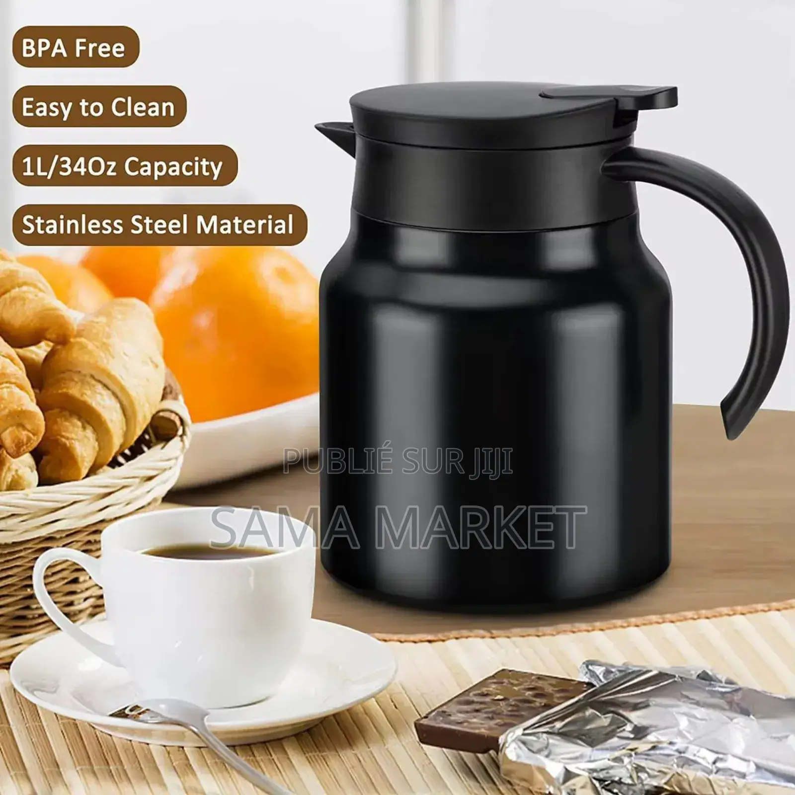 Théière Thermos Portable en Acier Inoxydable.