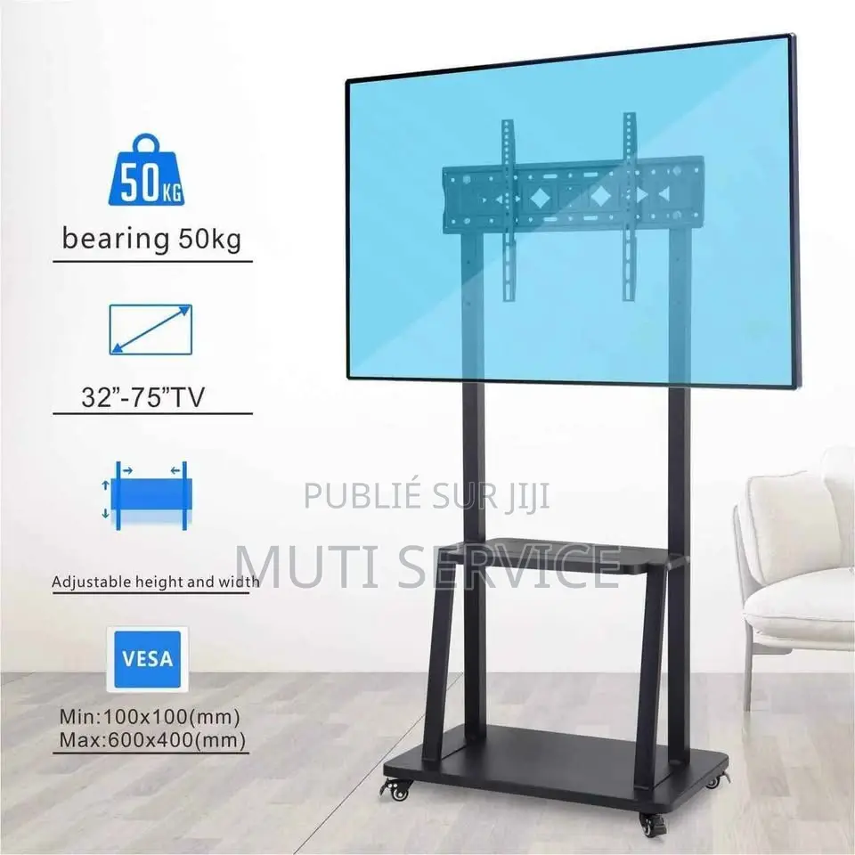 Support Tv Sur Pieds Avec Roulettes Mobile, 32" À 75"